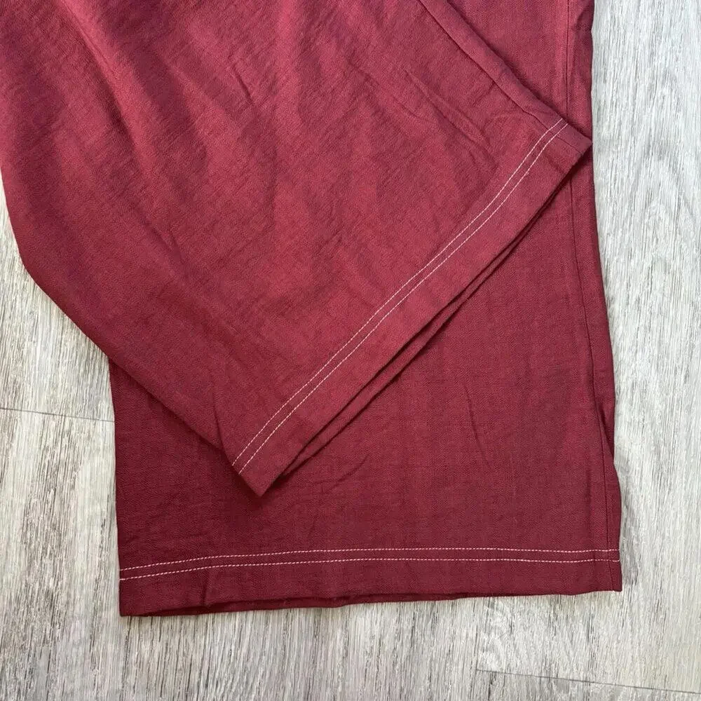 MANGO Women's Burgundy Belted Jumpsuit Small V Neck Viscose S nwt - Picture 8 of 8